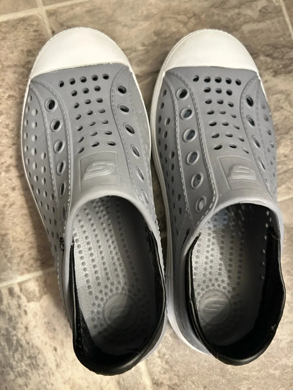 Skechers Kids Gray Slip-On Water Shoes with White Toe